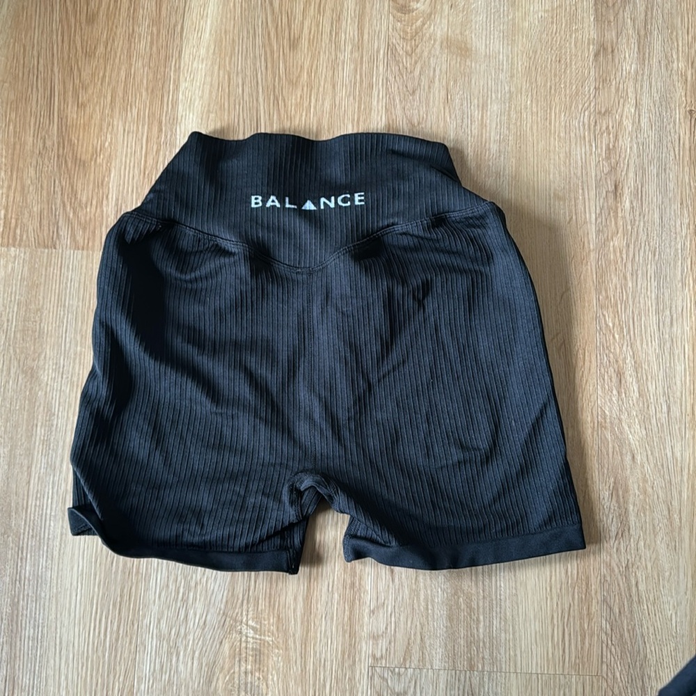 Balance or vitality black compression workout shorts